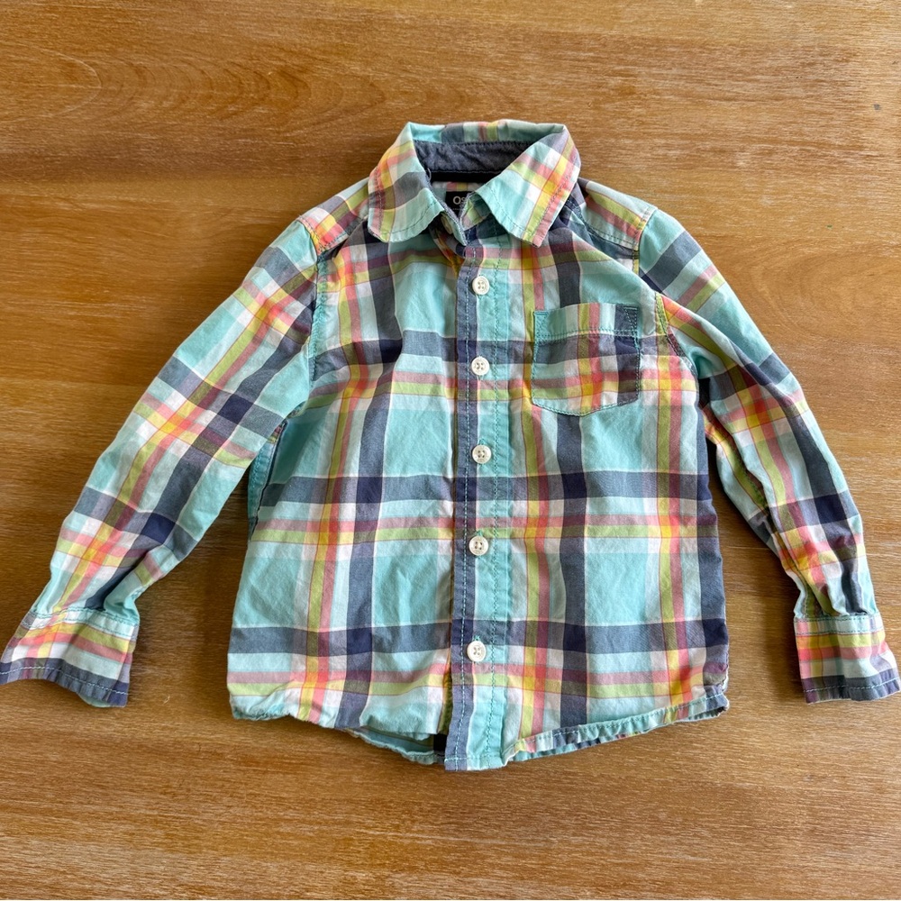 Toddler Boy - Size 2T - Plaid Multicolor Button Down Shirt